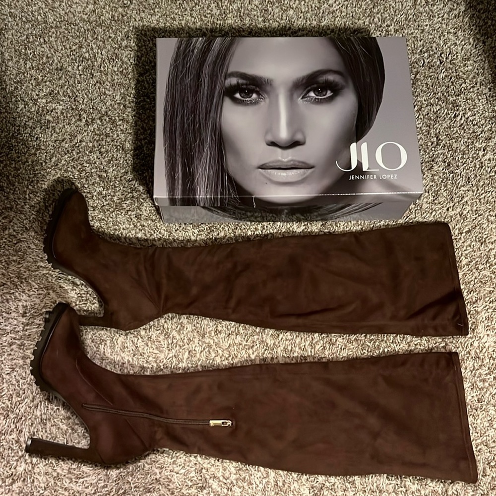 Chocolate brown thigh high boots